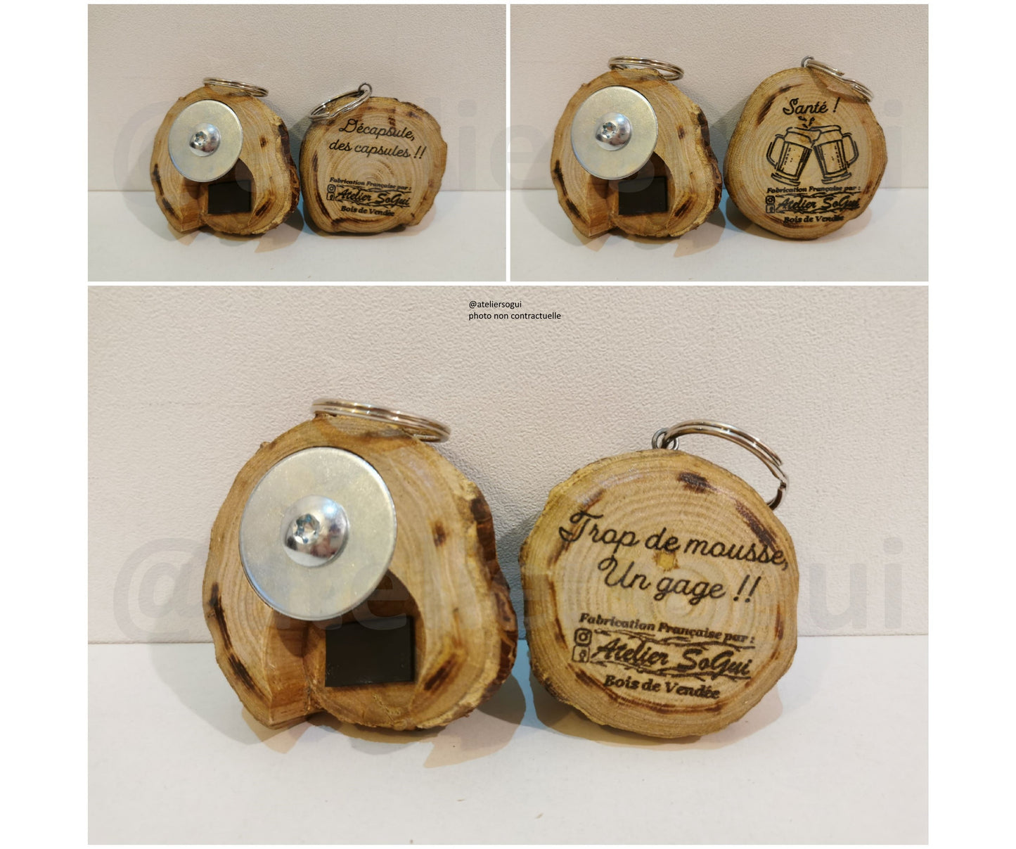 Décapsuleur Porte-clefs en bois massif