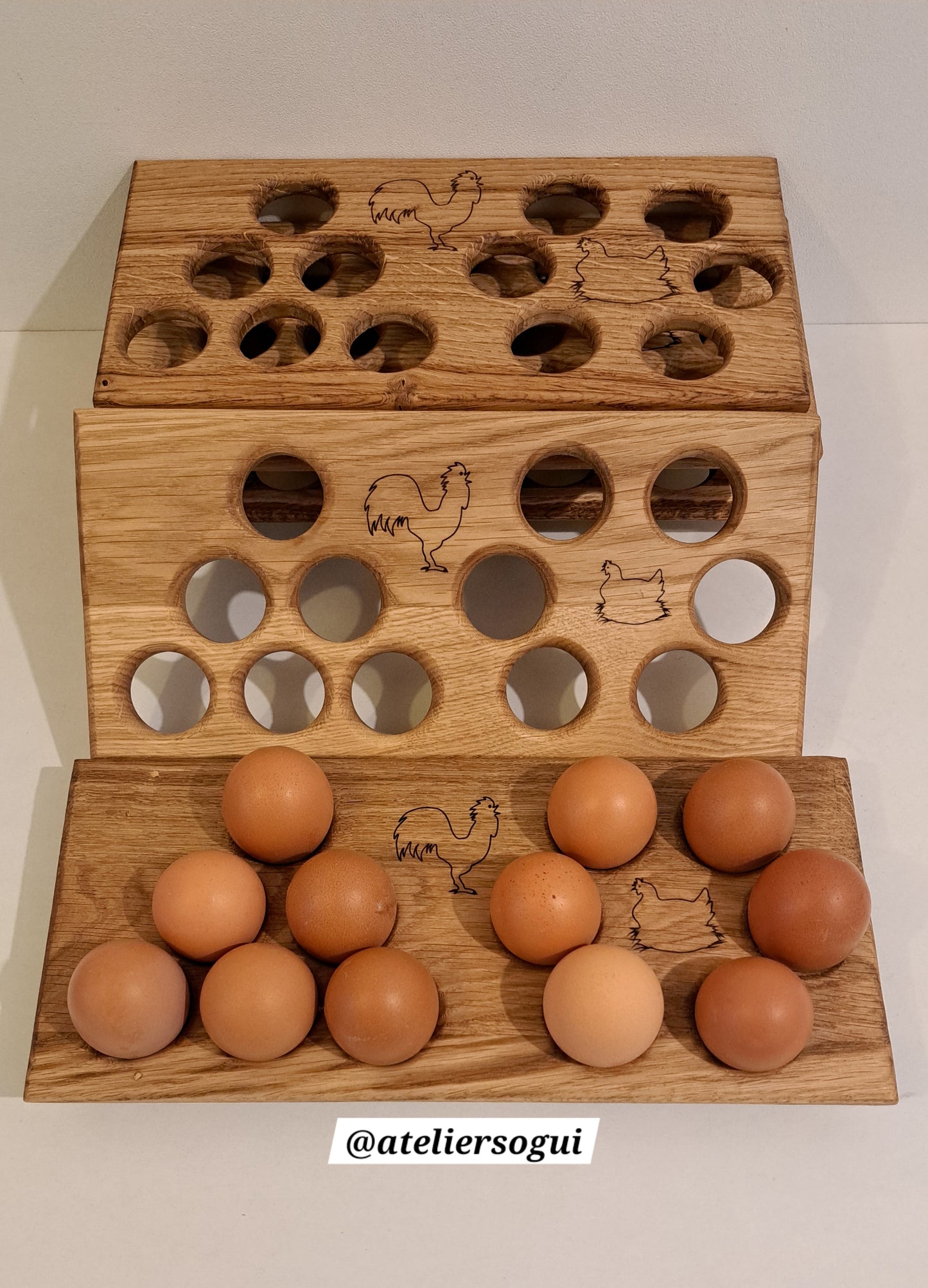 Support 12 oeufs en bois massif