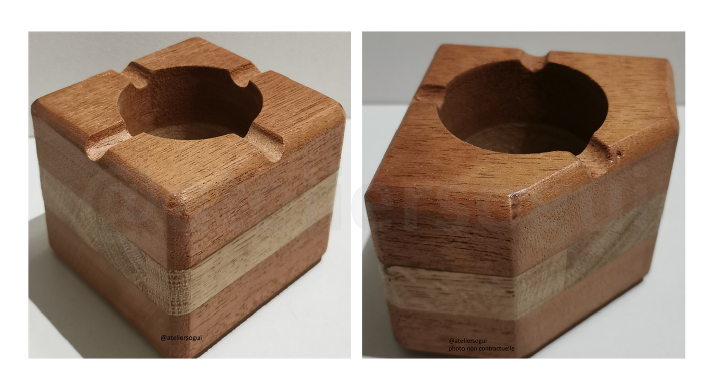 Cendrier bicolore en bois massif
