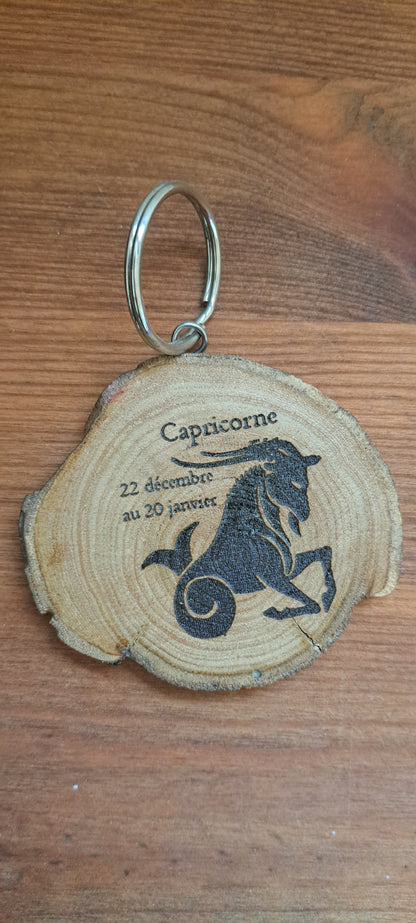 Porte-clefs "signe astrologique" en bois massif