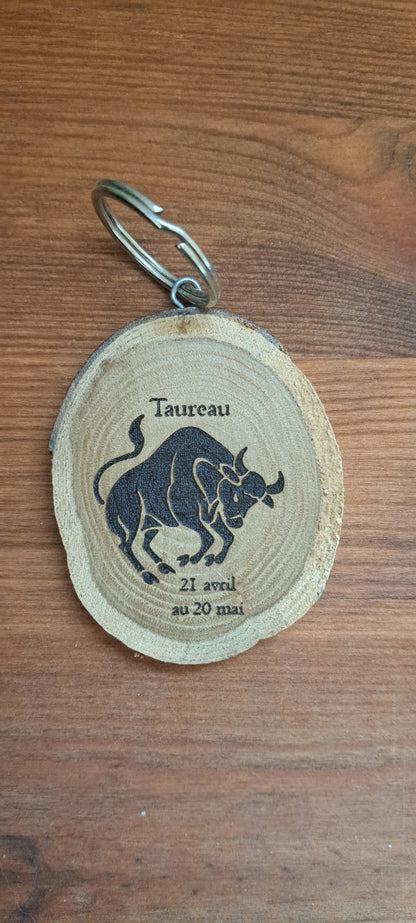 Porte-clefs "signe astrologique" en bois massif