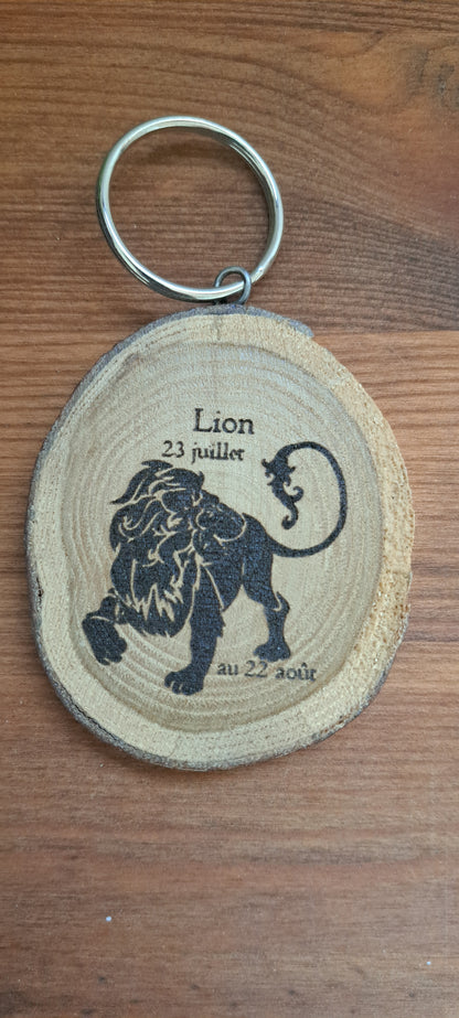 Porte-clefs "signe astrologique" en bois massif