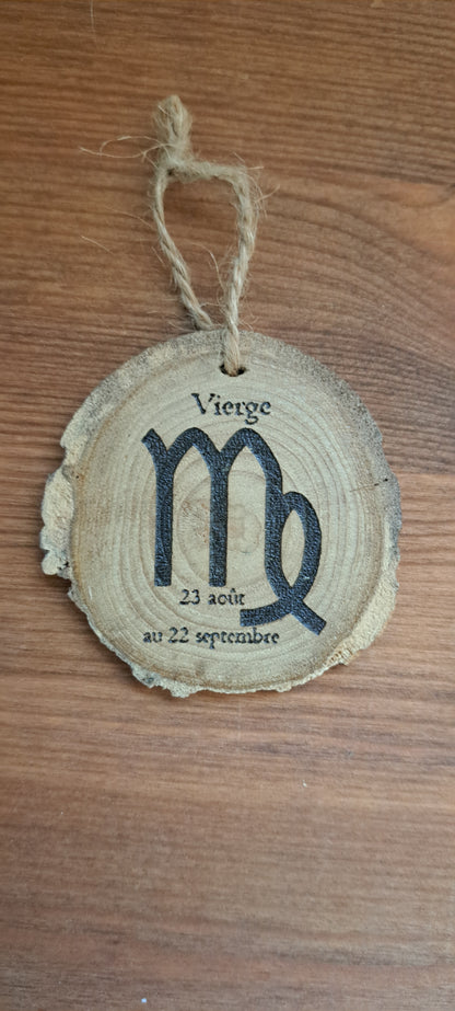 Porte-clefs "signe astrologique" en bois massif