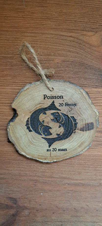 Porte-clefs "signe astrologique" en bois massif