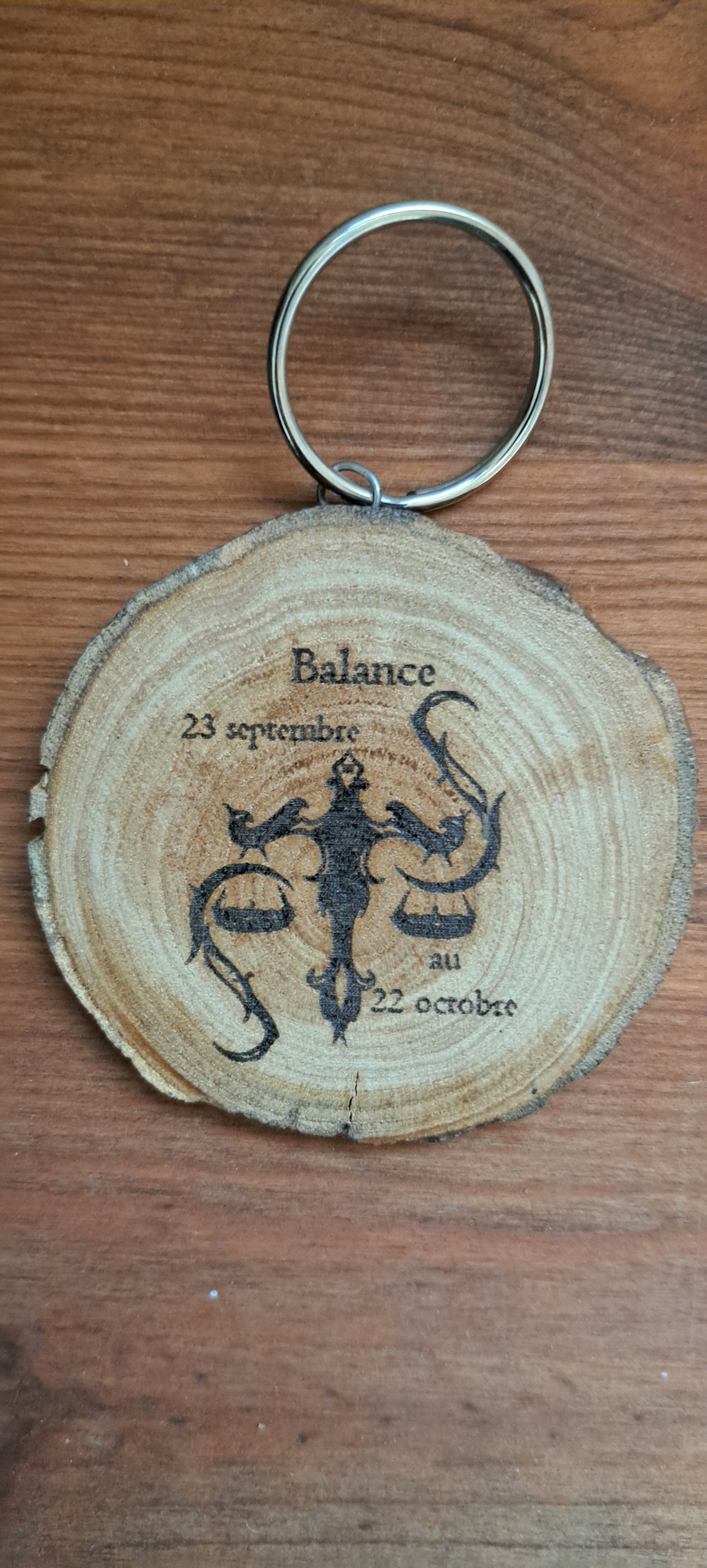 Porte-clefs "signe astrologique" en bois massif