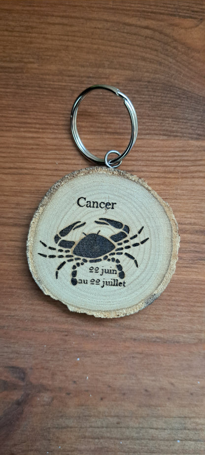 Porte-clefs "signe astrologique" en bois massif