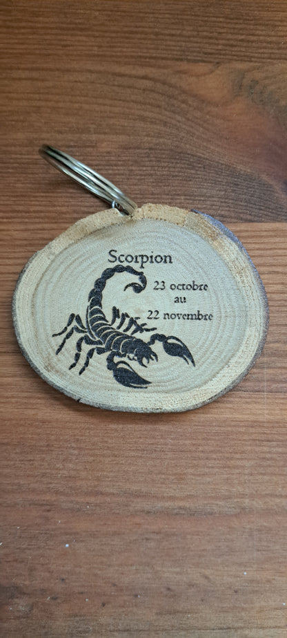 Porte-clefs "signe astrologique" en bois massif