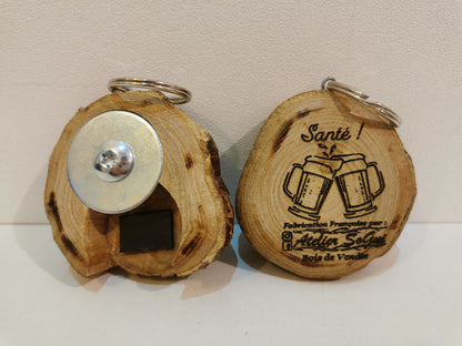 Décapsuleur Porte-clefs en bois massif