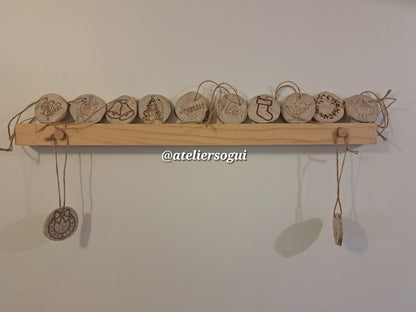 Lot de 6 Décorations de Noël en bois massif