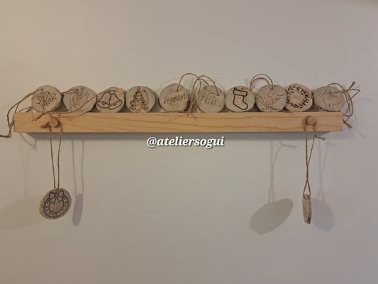 Lot de 6 Décorations de Noël en bois massif