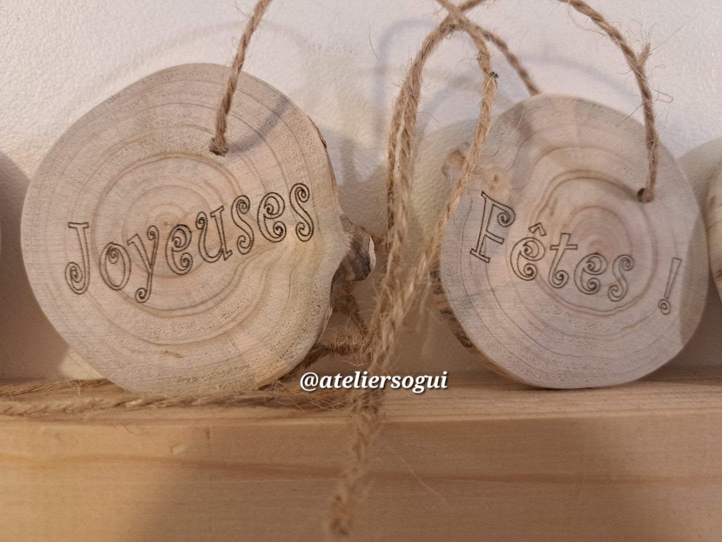 Lot de 6 Décorations de Noël en bois massif