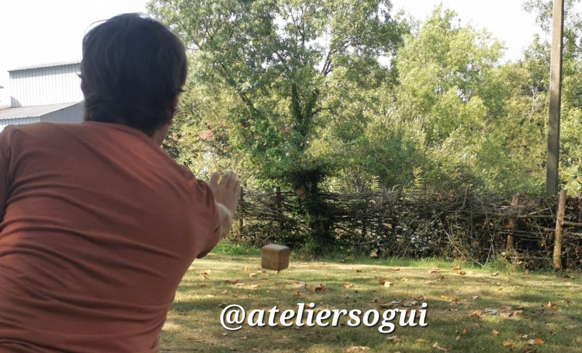 Jeu de 6 boules cubiques en bois massif